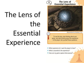 The Lens of
       the
  Essential
Experience
 