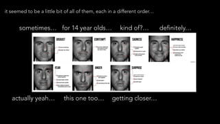 it seemed to be a little bit of all of them, each in a different order…
sometimes… for 14 year olds… kind of?… definitely…
actually yeah… this one too… getting closer…
 