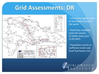 Grid Assessments: DR
• One of the highest rates
of distribution losses in
the world
• Electricity instability
costs the co...