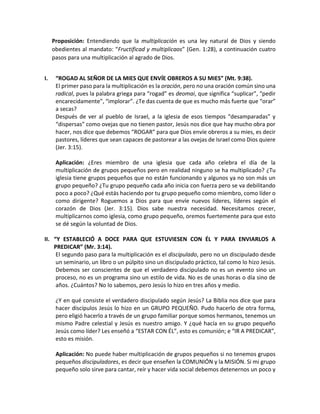 Proposición: Entendiendo que la multiplicación es una ley natural de Dios y siendo
obedientes al mandato: “Fructificad y m...