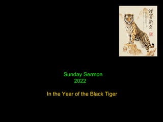 Sunday Sermon
2022
In the Year of the Black Tiger
 