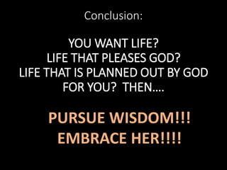 Church Sermon: Wisdom for Life - Part 1
