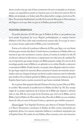 21SEMANA JOVEN 2017
darnos mucho más que solo el buen sentimiento de tener un ejemplar en el estante,
aunque con seguridad...