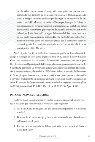 55SEMANA JOVEN 2017
de ella todos; porque esto es mi sangre del nuevo pacto, que por muchos es
derramada para remisión de ...
