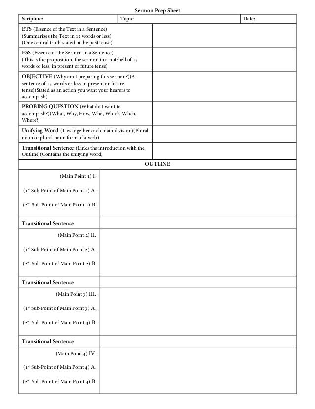 Printables Sermon Preparation Worksheet sermon preparation form prep sheet scripture topic date ets essence of the text in