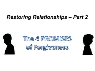 Restoring Relationships – Part 2 The 4 PROMISES of Forgiveness 