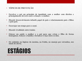 Risco de perturbação da relação conjugalOcasião de consolidação da relação conjugalImpossibilidade de dar atenção a duas pessoas simultaneamente, sendo natural ficarmos excluídos ou excluirmos um outroCV - Nascimento do 1º filho:
