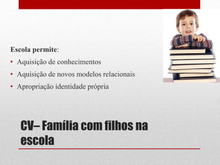 CV - ESTÁGIOSTÓPICOS DE PREVENÇÃOFornecer informação sobre o desenvolvimento de crianças em idade escolar.Monitorar o desempenho escolar e reforçar posições realísticas sobre expectativas de desempenho