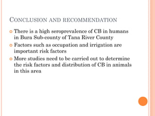 Seroprevalence and risk factors of Coxiella burnetii (Q fever) infection among humans in Bura irrigation scheme, Tana River County, Kenya