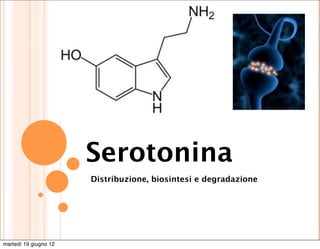 Serotonina
                       Distribuzione, biosintesi e degradazione




martedì 19 giugno 12
 