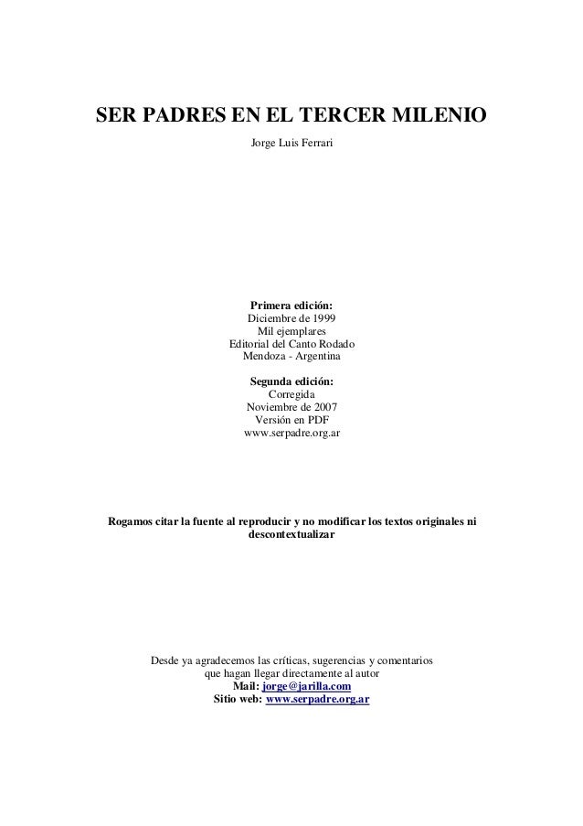 Ser Padres En El Tercer Milenio Jorge Ferrari -
