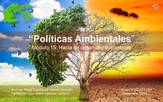 “Políticas Ambientales”
Módulo 15: Hacia un desarrollo sustentable
Alumna: María Guadalupe Serrano Briceño Grupo M15C3G7-059
Facilitador: Juan Mario Canseco Gallardo Septiembre, 2017.
 