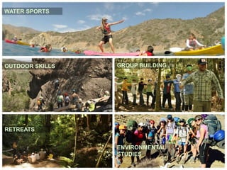WATER SPORTS
OUTDOOR SKILLS
ENVIRONMENTAL
STUDIES
GROUP BUILDING
RETREATS
 