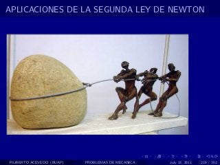APLICACIONES DE LA SEGUNDA LEY DE NEWTON




FILIBERTO ACEVEDO (BUAP)   PROBLEMAS DE MECANICA   July 13, 2011   228 / 352
 