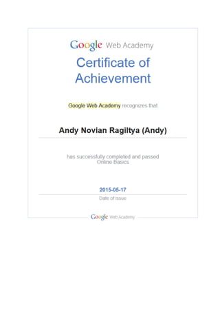 Google Web Academy Certificate