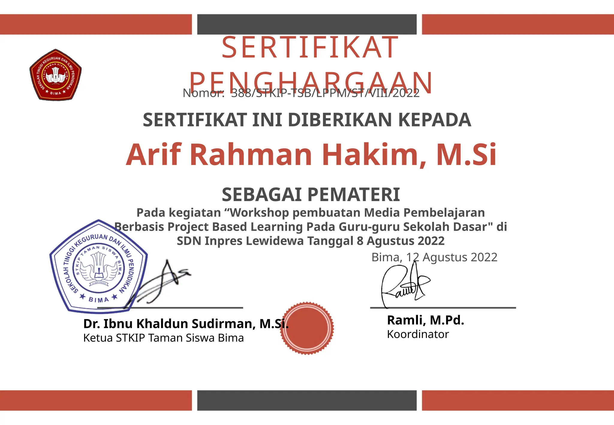 Sertifikat Pengabdian Arham Cs.ppdjhhbktx | PPTX