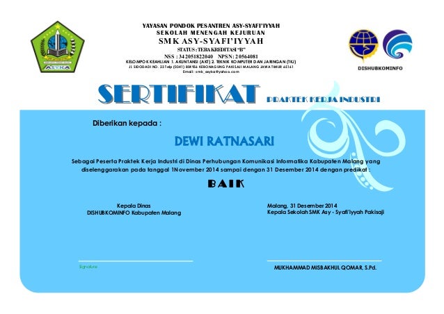 Sertifikat Prakerin Sertifikat Prakerin