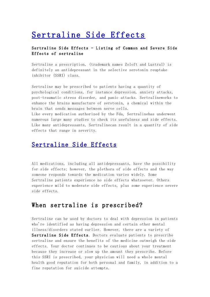 Zoloft description side effects