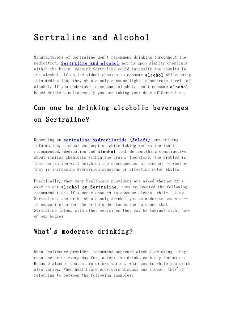 does sertraline work if you drink alcohol