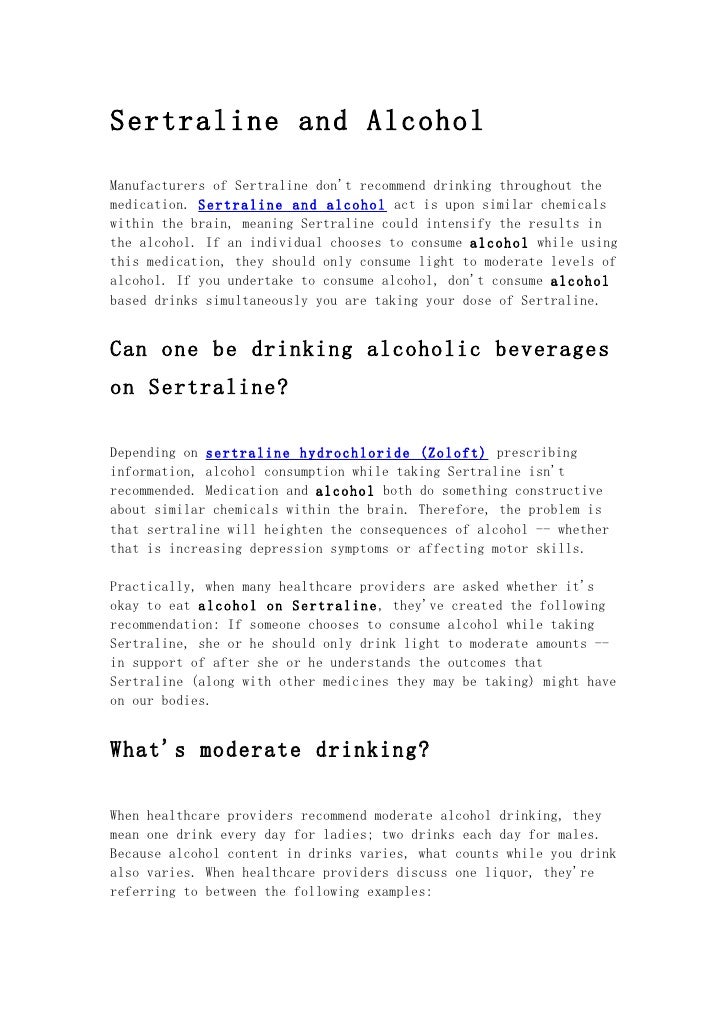 Drinking Alcohol On Sertraline Drinking Alcohol On Sertraline