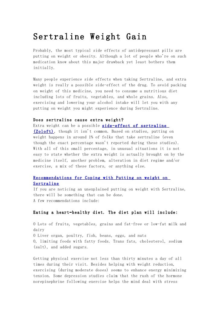 Sertraline Weight Gain Sertraline Weight Gain
