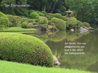Ás vezes, fico me perguntando por  que é tão difícil  ser transparente... Ser Transparente... 