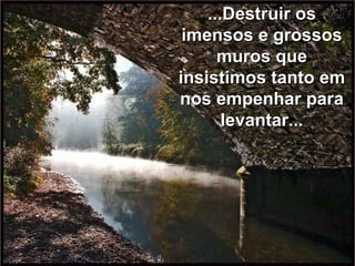 ...Destruir os imensos e grossos muros que insistimos tanto em nos empenhar para levantar... 