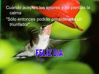 Cuando aceptes los errores y no pierdas la calma "Sólo entonces podrás considerarte un triunfador" FELIZ DIA 