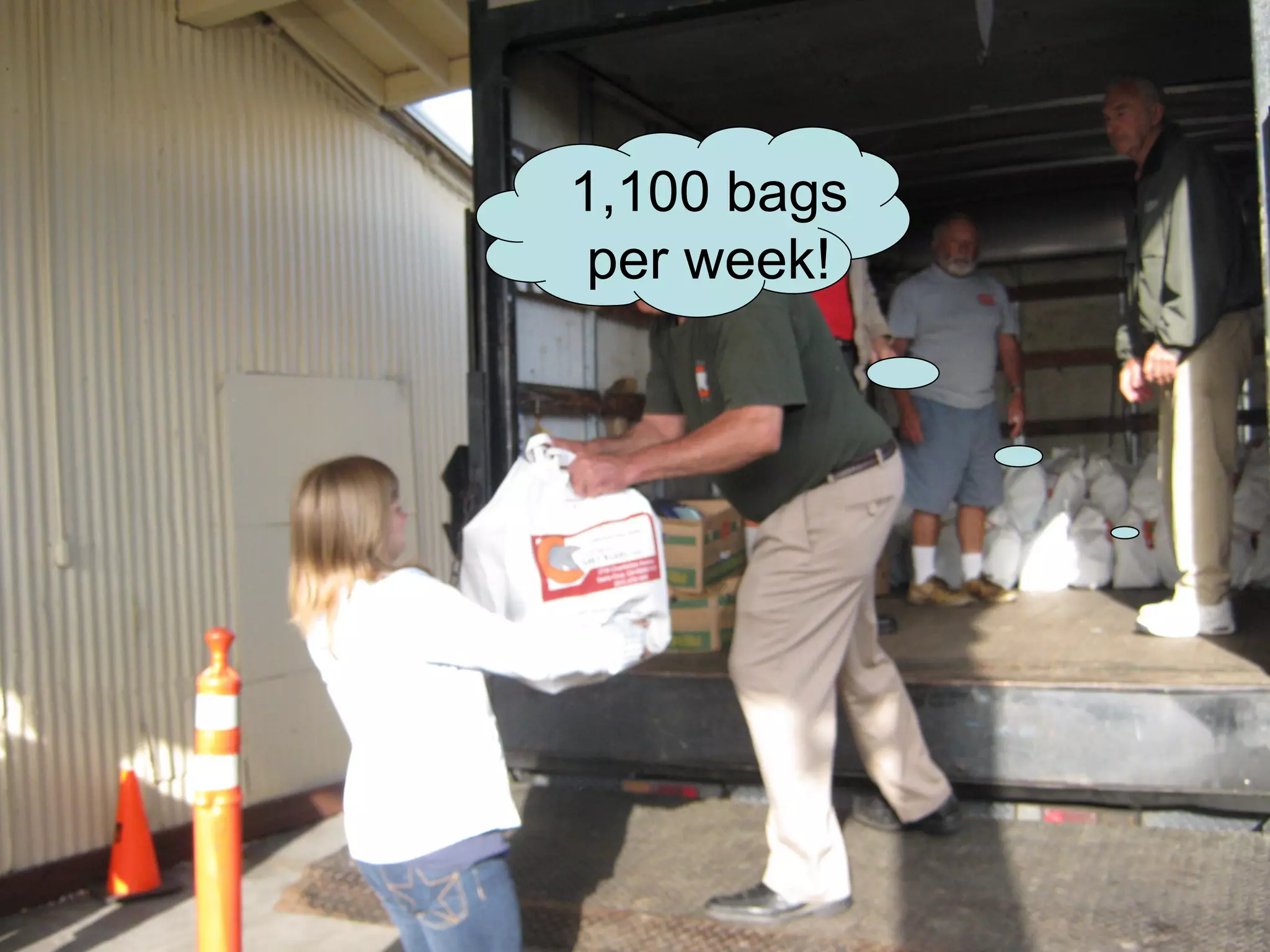 1,100 bags
 per week!
 