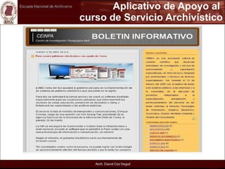 Aplicativo de Apoyo al  curso de Servicio Archivístico 