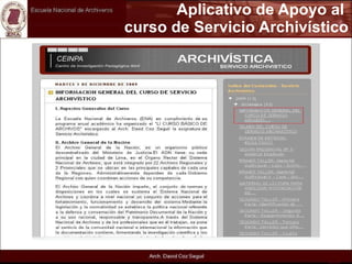 Aplicativo de Apoyo al  curso de Servicio Archivístico 
