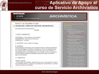 Aplicativo de Apoyo al  curso de Servicio Archivístico 