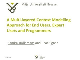A Multi-layered Context Modelling
Approach for End Users, Expert
Users and Programmers
Sandra Trullemans and Beat Signer
05/06/2016
 