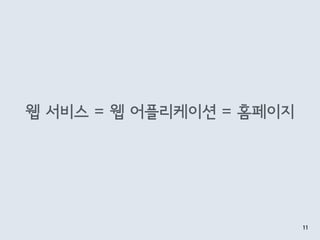 웹 서비스 = 웹 어플리케이션 = 홈페이지
11
 