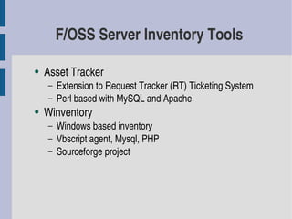 Server Inventory Using Free, Open Source, and Proprietary Tools | PDF