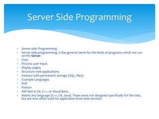 Server Side Programming | PPTX