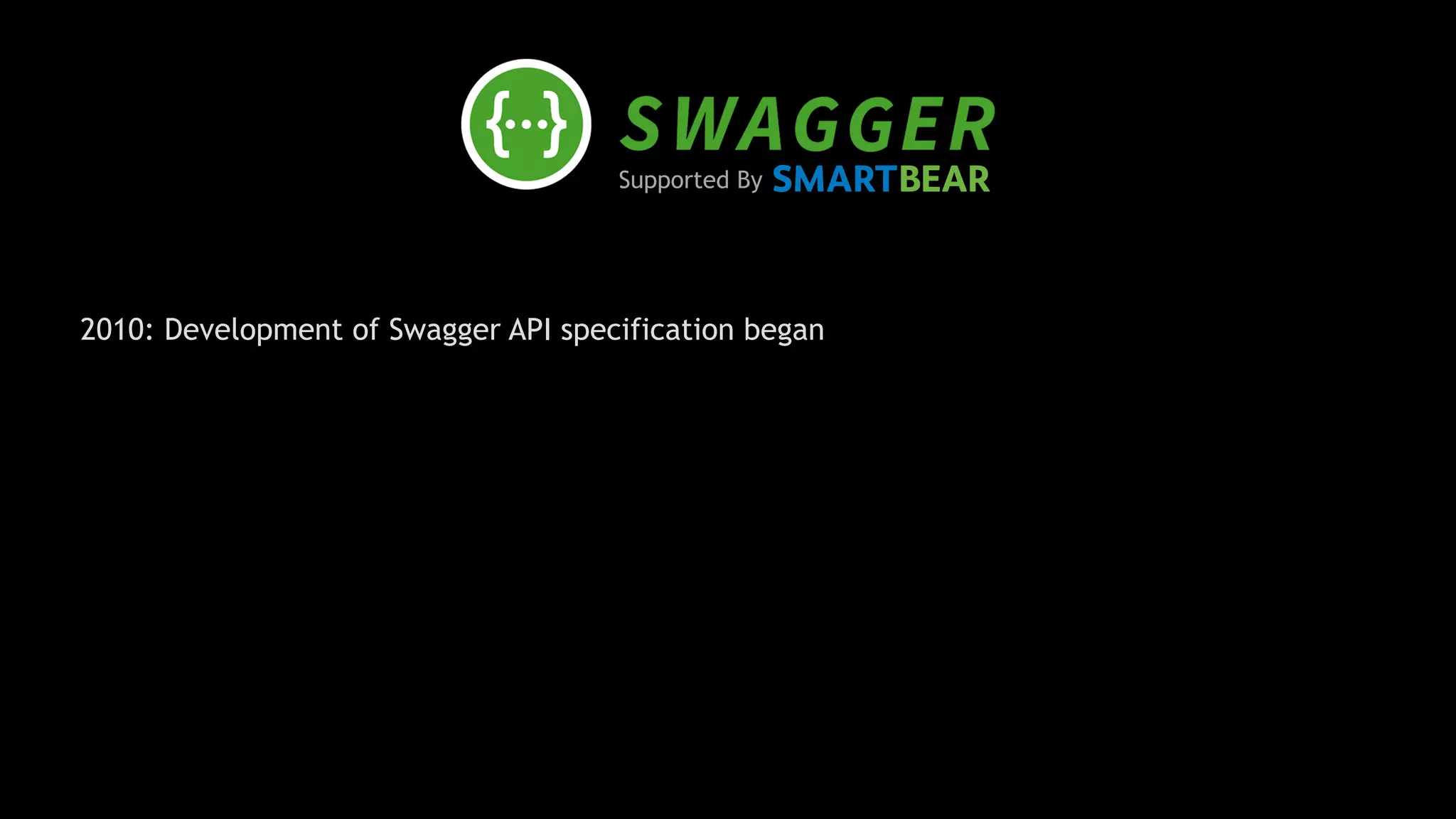 Supported By
2010: Development of Swagger API specification began
 