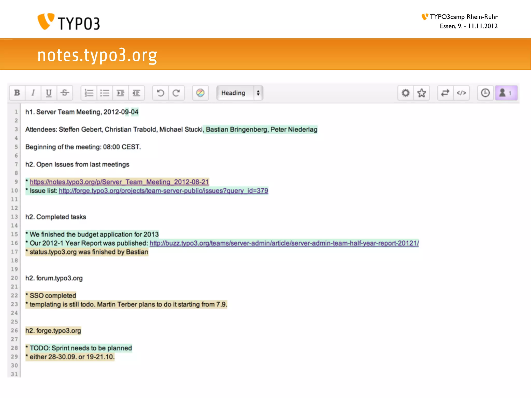 TYPO3camp Rhein-Ruhr
                     Essen, 9. - 11.11.2012



notes.typo3.org
 