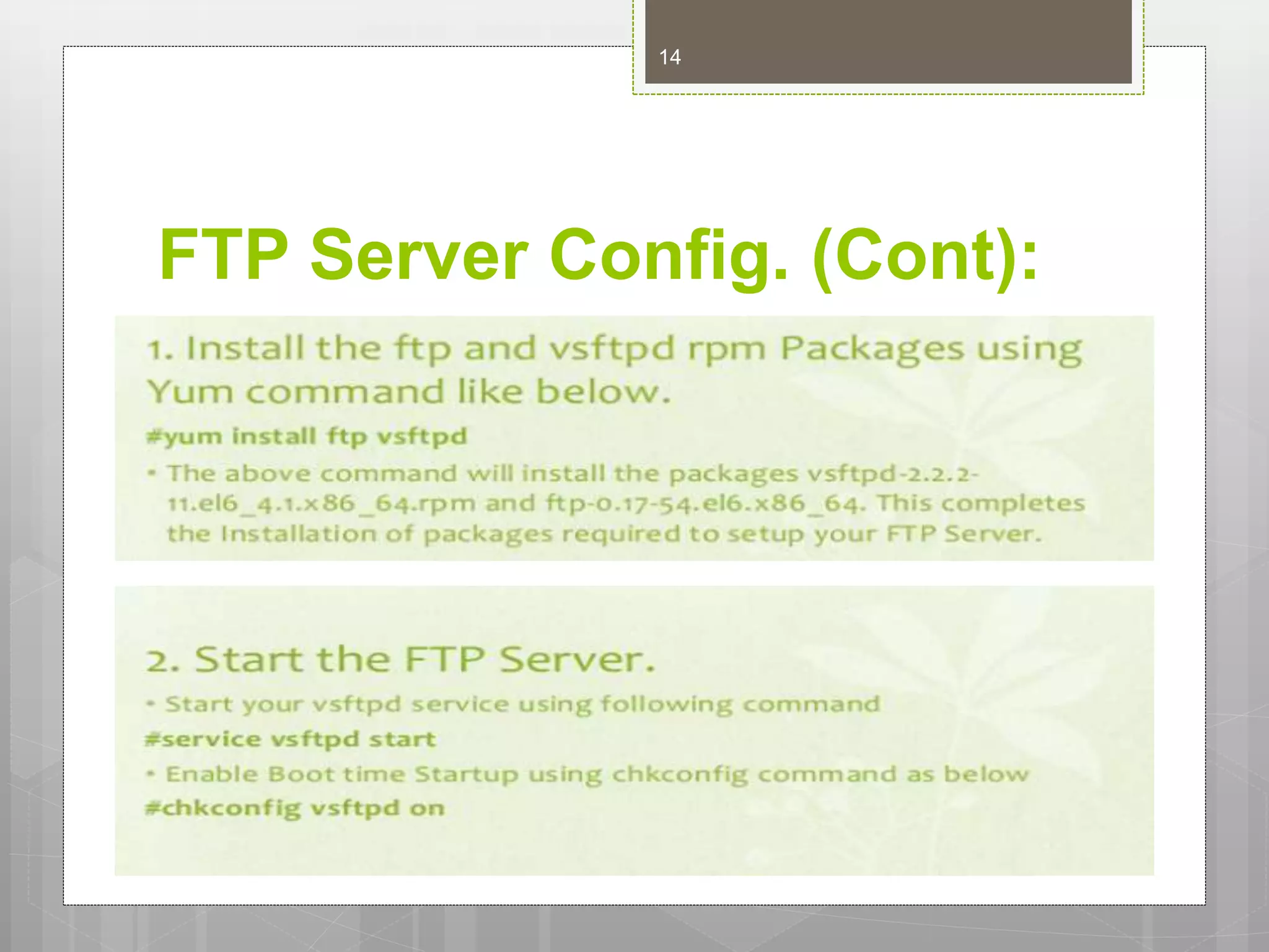 FTP Server Config. (Cont):
14
 