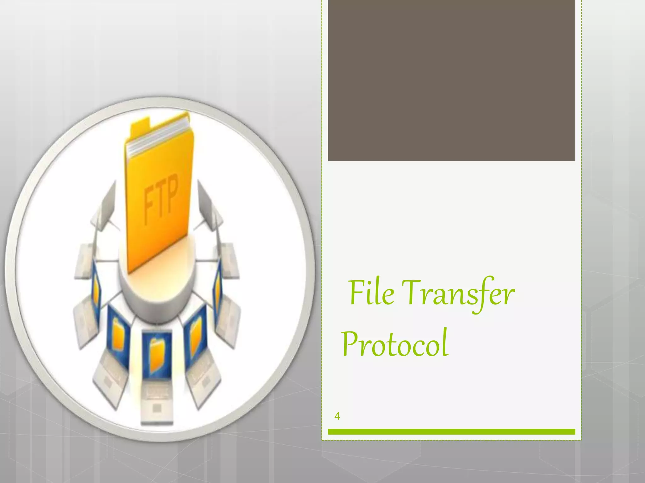 File Transfer
Protocol
4
 