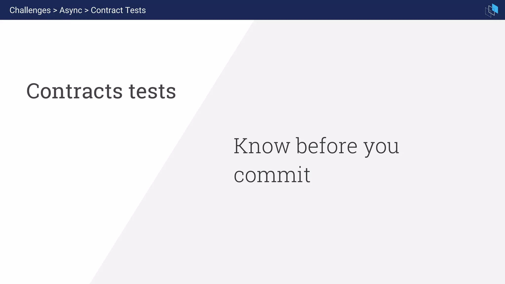 Know before you
commit
Contracts tests
Challenges > Async > Contract Tests
 
