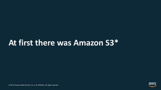 © 2019, Amazon Web Services, Inc. or its Affiliates. All rights reserved.
At first there was Amazon S3*
 