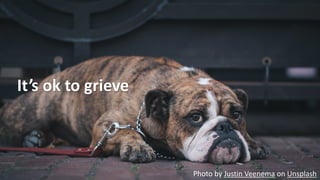 © 2019, Amazon Web Services, Inc. or its Affiliates. All rights reserved.
It’s ok to grieve
Photo by Justin Veenema on Uns...