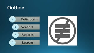 Definitions
Vendors
Patterns
Lessons
1
2
3
4
 