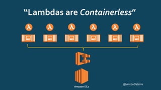 “Lambdas are Containerless”
Amazon EC2
@AntonDelsink
 