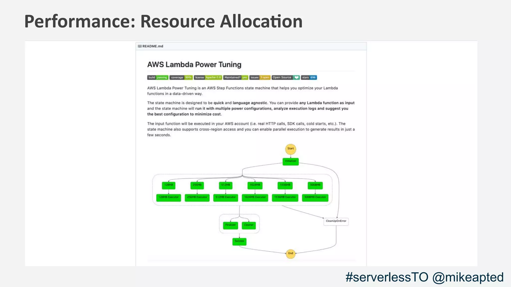 Performance: Resource Alloca1on
#serverlessTO @mikeapted
 