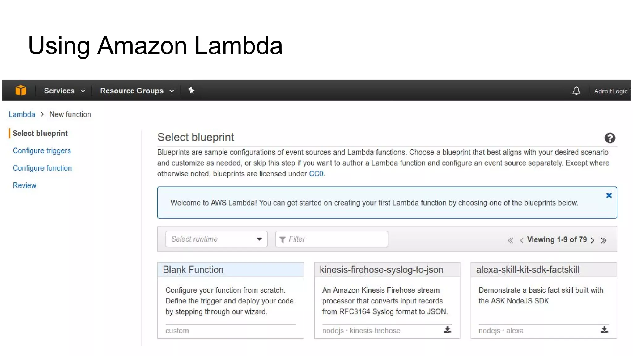 Using Amazon Lambda
 