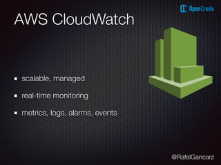 @RafalGancarz
AWS CloudWatch
scalable, managed
real-time monitoring
metrics, logs, alarms, events
 