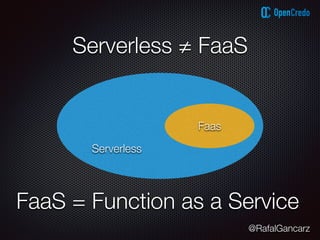 @RafalGancarz
Serverless ≠ FaaS
Faas
Serverless
FaaS = Function as a Service
 