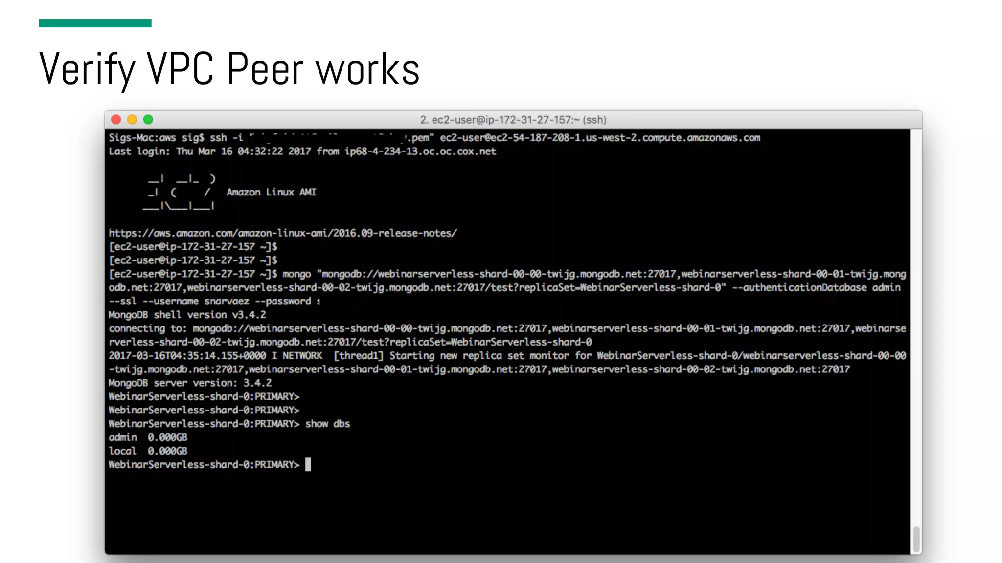 Verify VPC Peer works 